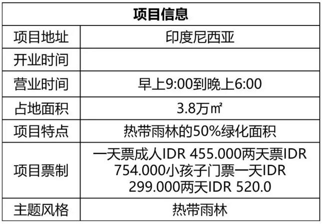 巴厘岛水上乐园项目信息